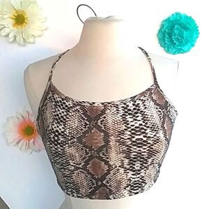 Halter Top Backless Corset Snakeskin Print